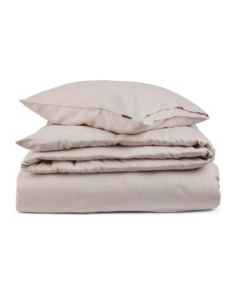 Lexington sengetøy flanell striper beige/hvit