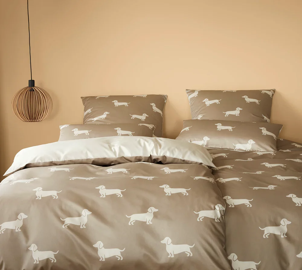 Elegante Putetrekk sateng we love dogs beige - Bilde 4