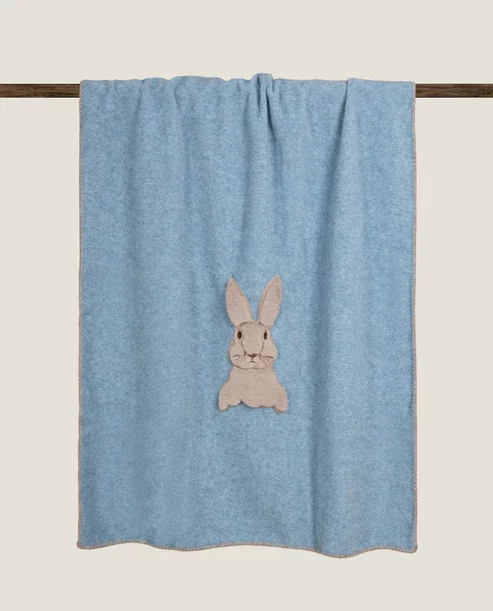 Frati Home Sweet rabbit babypledd 75x100 blå