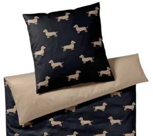 Elegante Putetrekk sateng we love dogs sort