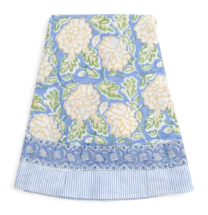 Chamois bomullsduk Dahlia 160cm rund blue & yellow