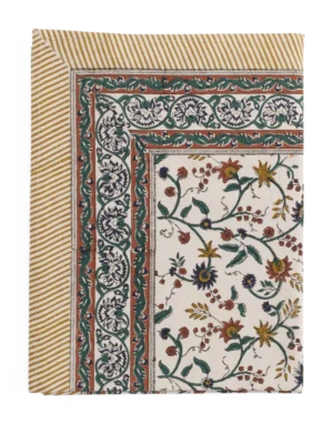 Chamois  Tangier pomegranate rund bomullsduk 220cm butter yellow