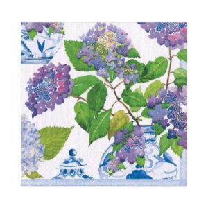 Caspari servietter lunsj hydrangeas and porcelain