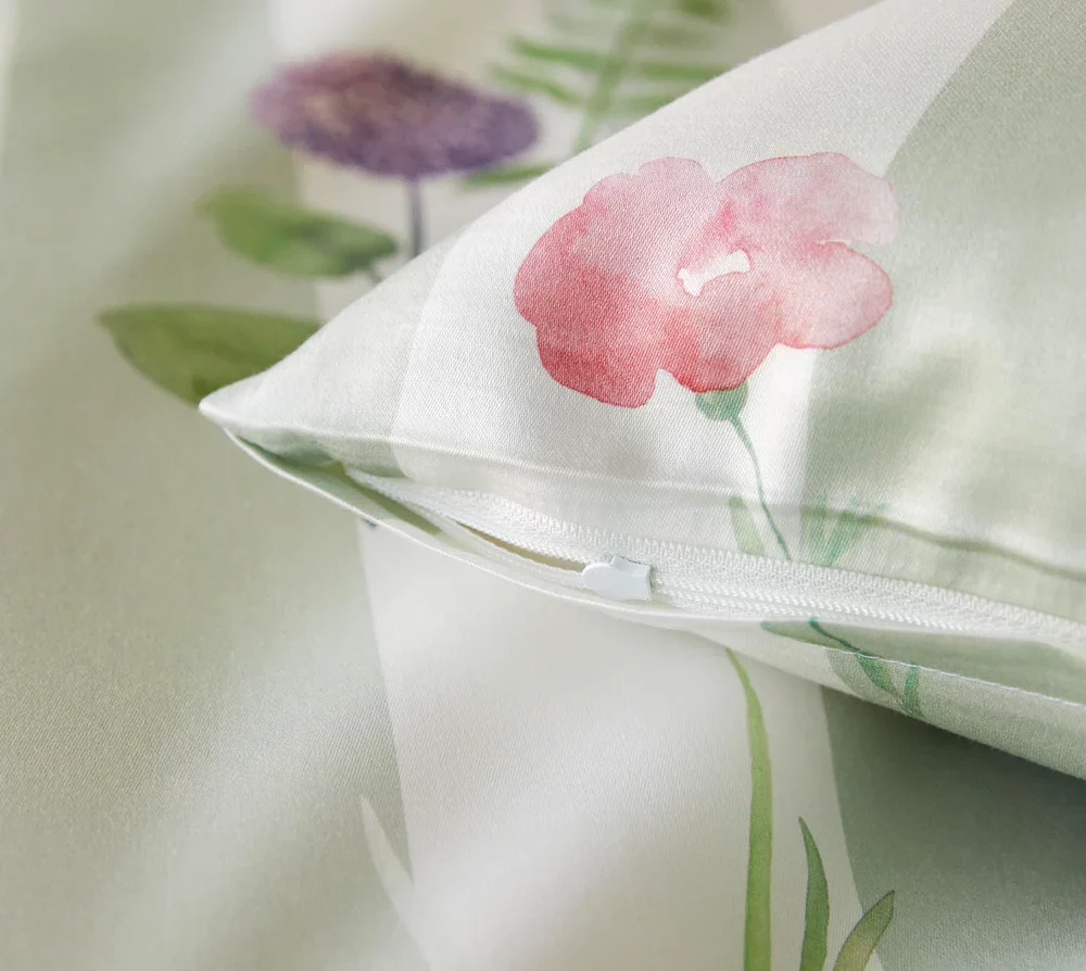 Elegante Sengesett sateng flowerstripe green - Bilde 3