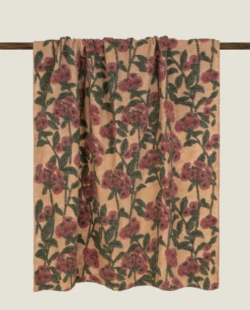 Frati Home ullpledd old flower beige burgunder - Bilde 3